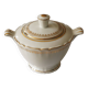White porcelain sugar bowl/sugar pot with gilt trim, Evor France
