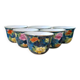 6 Chinese Jingdezhen floral porcelain tea cups, 1970s