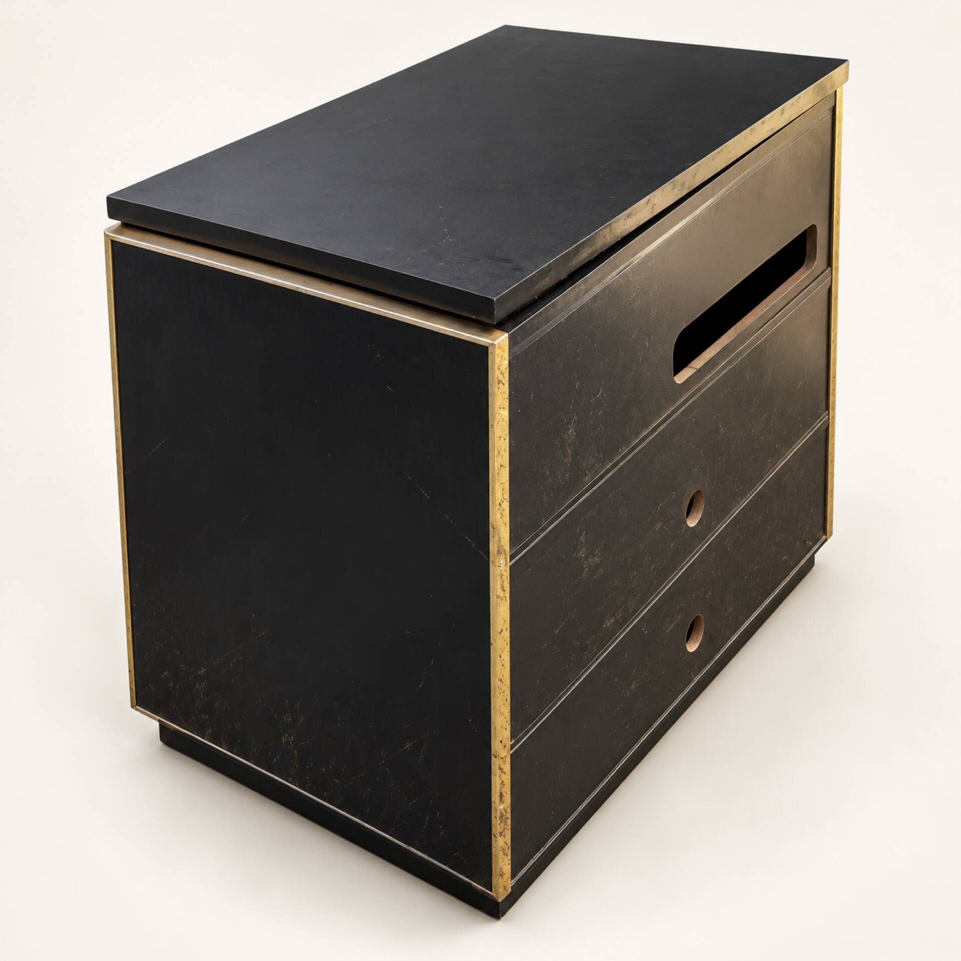 Vintage black and gold hi-fi/TV unit – 1970s–80s