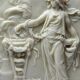 Small limestone bas-relief of petrifying fountains, antique scene, vintage