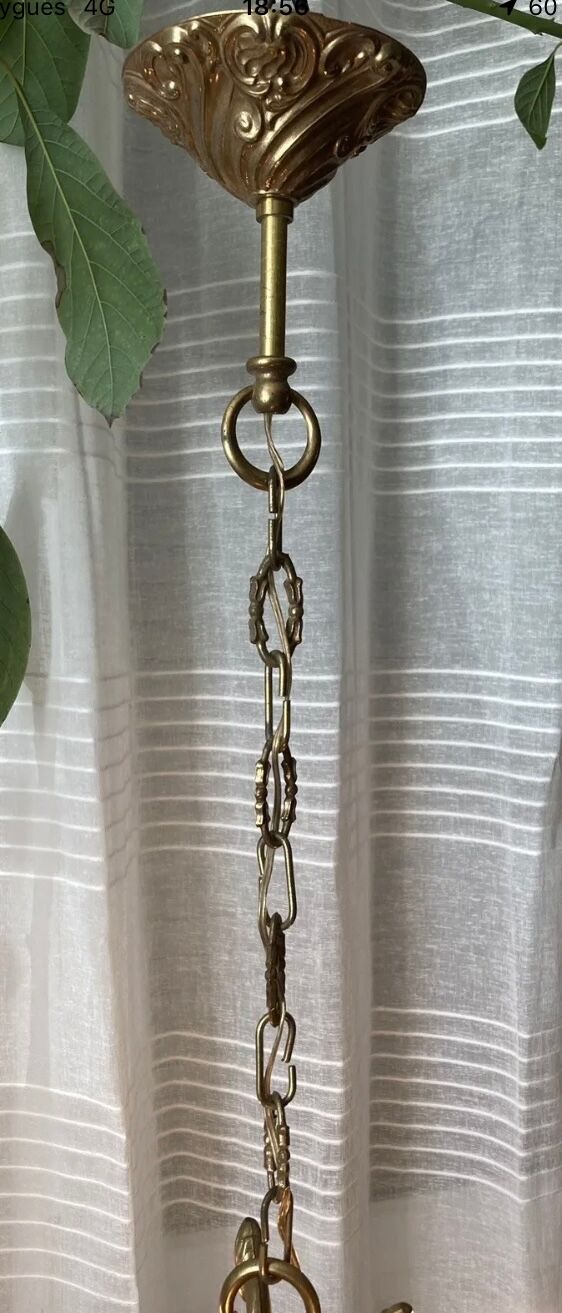 Louis XV cage chandelier gilded bronze with 3 lights twentieth era