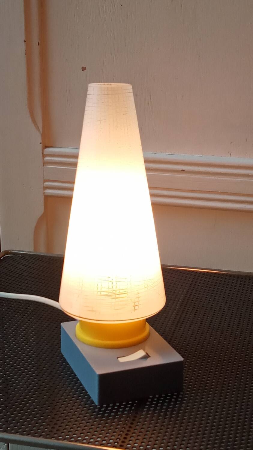 Plastic and glass bedside lamp from the 50s/60s