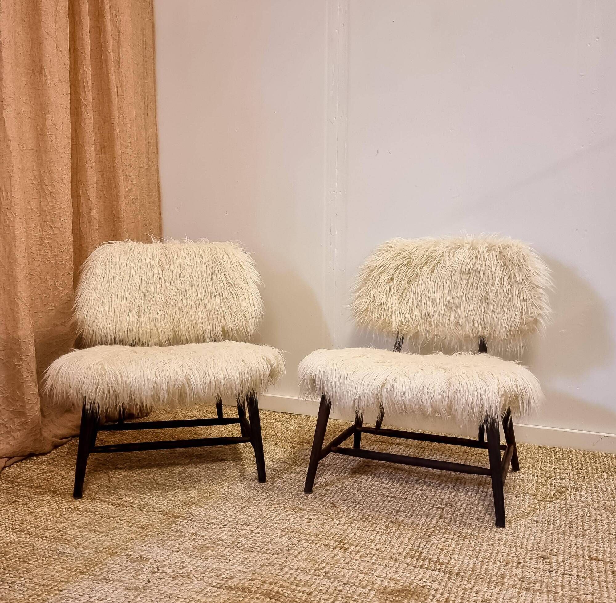 Pair of modern classic Swedish chairs "Teve", Pierre Frey fabric, Alf Svensson