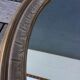 Large round mirror frame patinated wood 70 cm