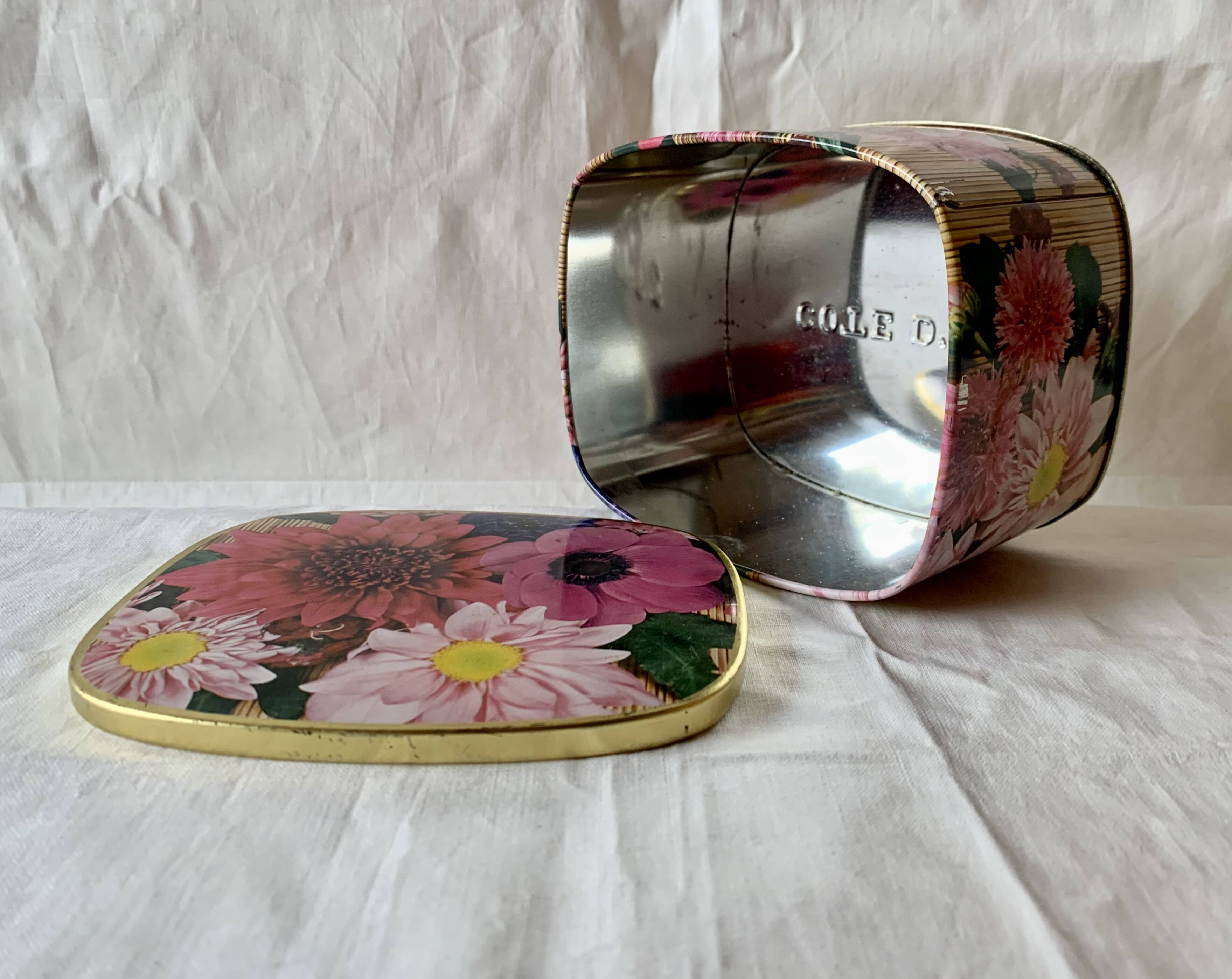 Boîte métallique vintage Côte d'Or - décor floral