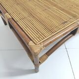 Bamboo rattan coffee table square shape 60s