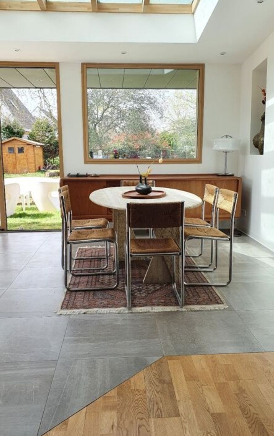 80s travertine dining table