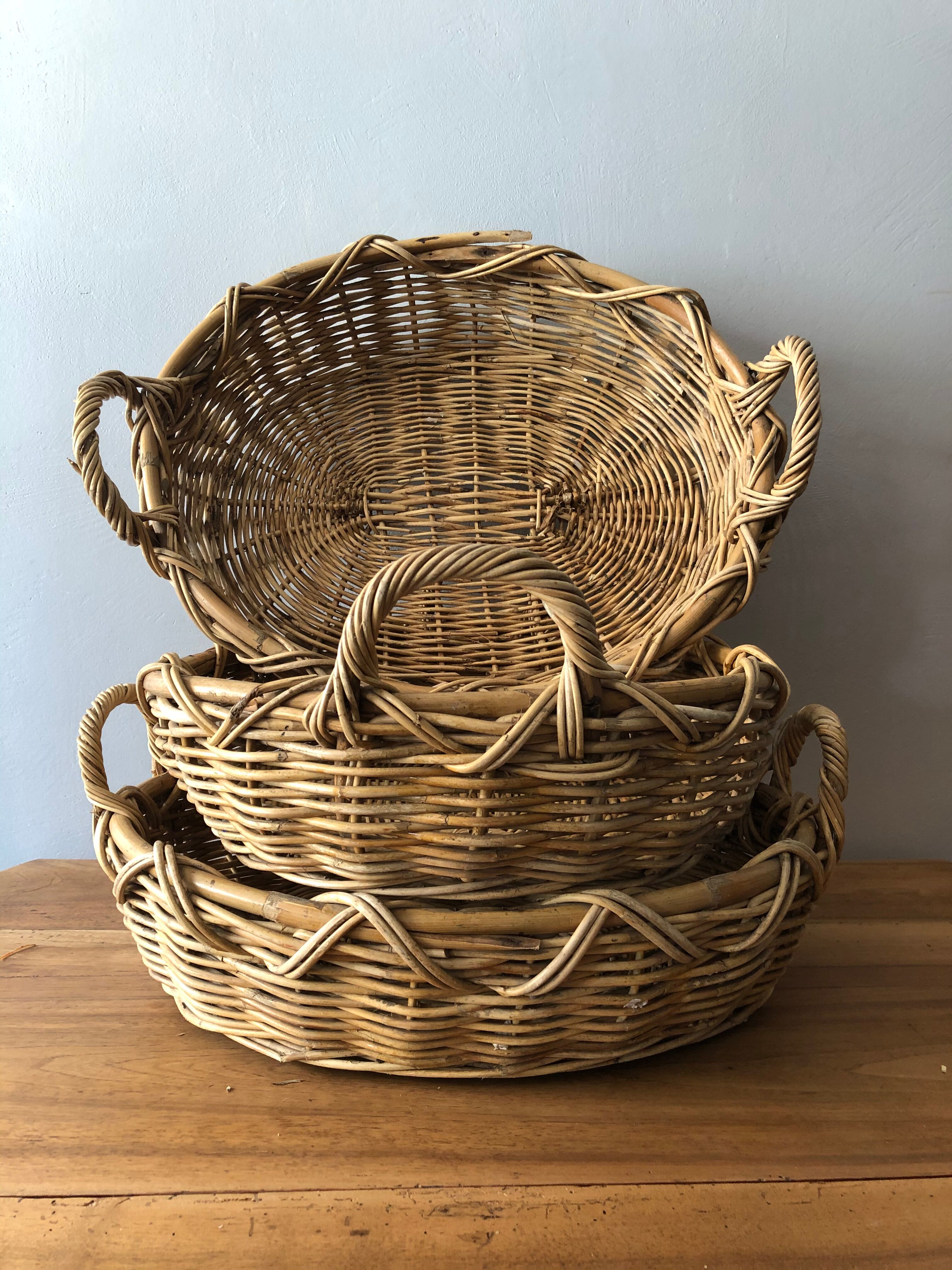Lot of 3 rattan baskets