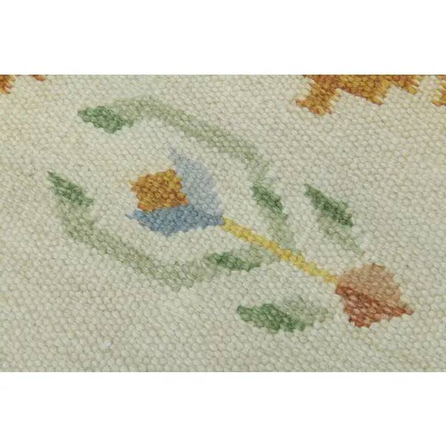 1970s Vintage Turkish Oushak Handmade Wool Cotton Cream Area Rug 171x222