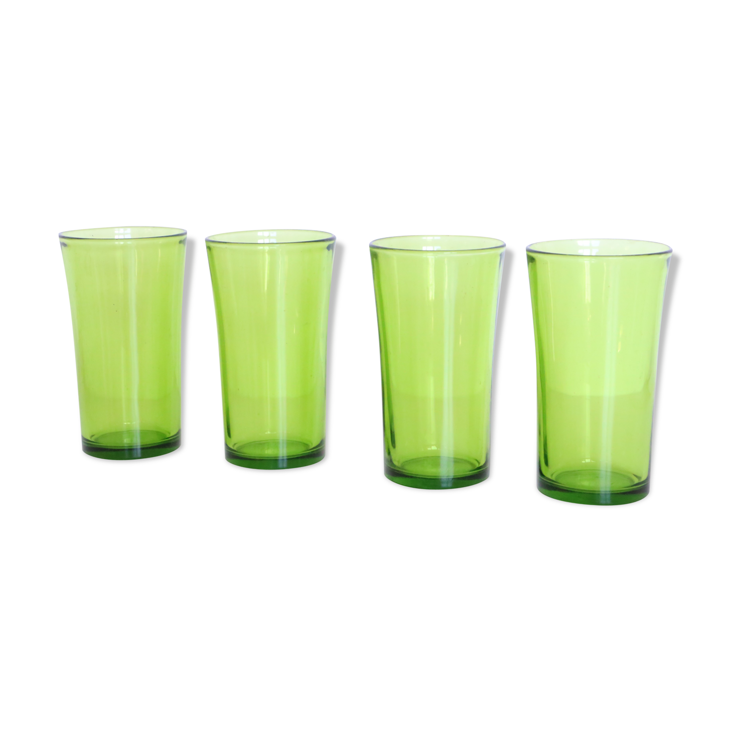 Set of 4 vintage green Duralex water glasses