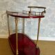 Cherry-red bar cart by Aldo Tura, Italy, 1960s, Hollywood Regency