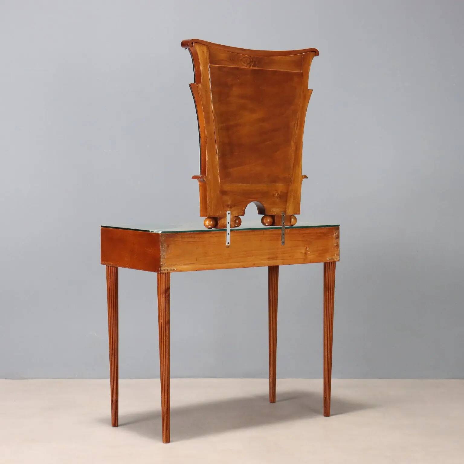 Coiffeuse vintage en acajou teinté avec miroir, Italie, XXe siècle