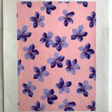 Original gouache on paper from Editions JEHLEM, floral decoration (purple), twentieth century, Paris