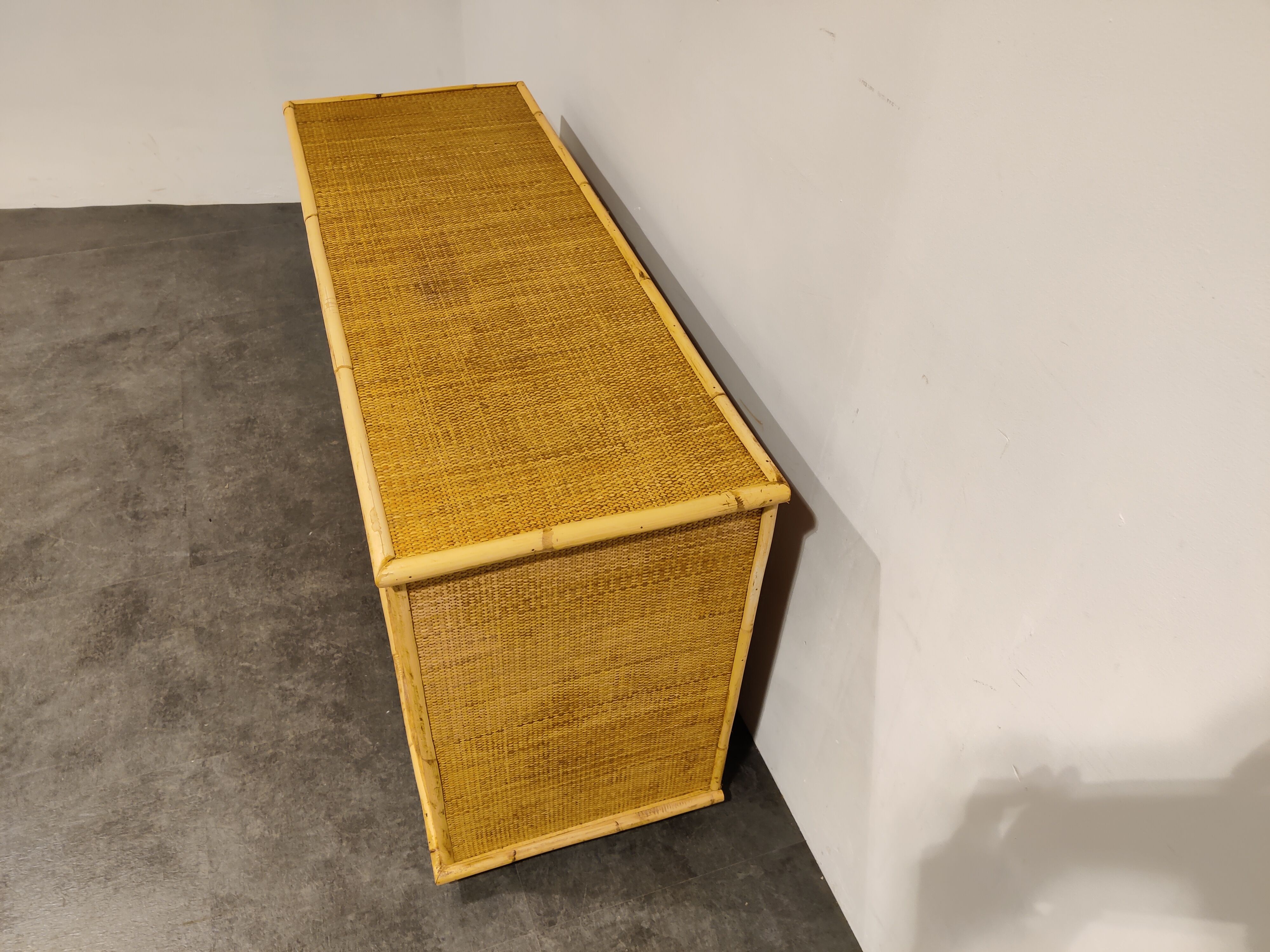 Wicker and bamboo cabinet by Dal Vera, 1960s