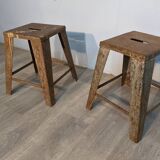 Paire de tabourets tôle anciens
