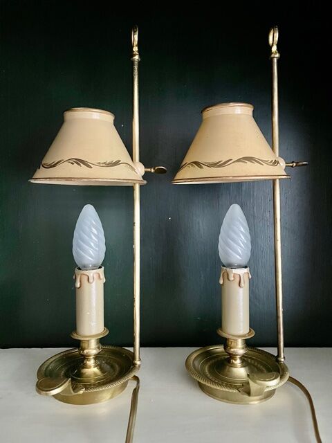 Pair of bronze hot water bottles and Empire-style painted sheet metal