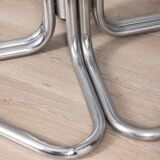 70s vintage square table in chromed metal and glass italian design