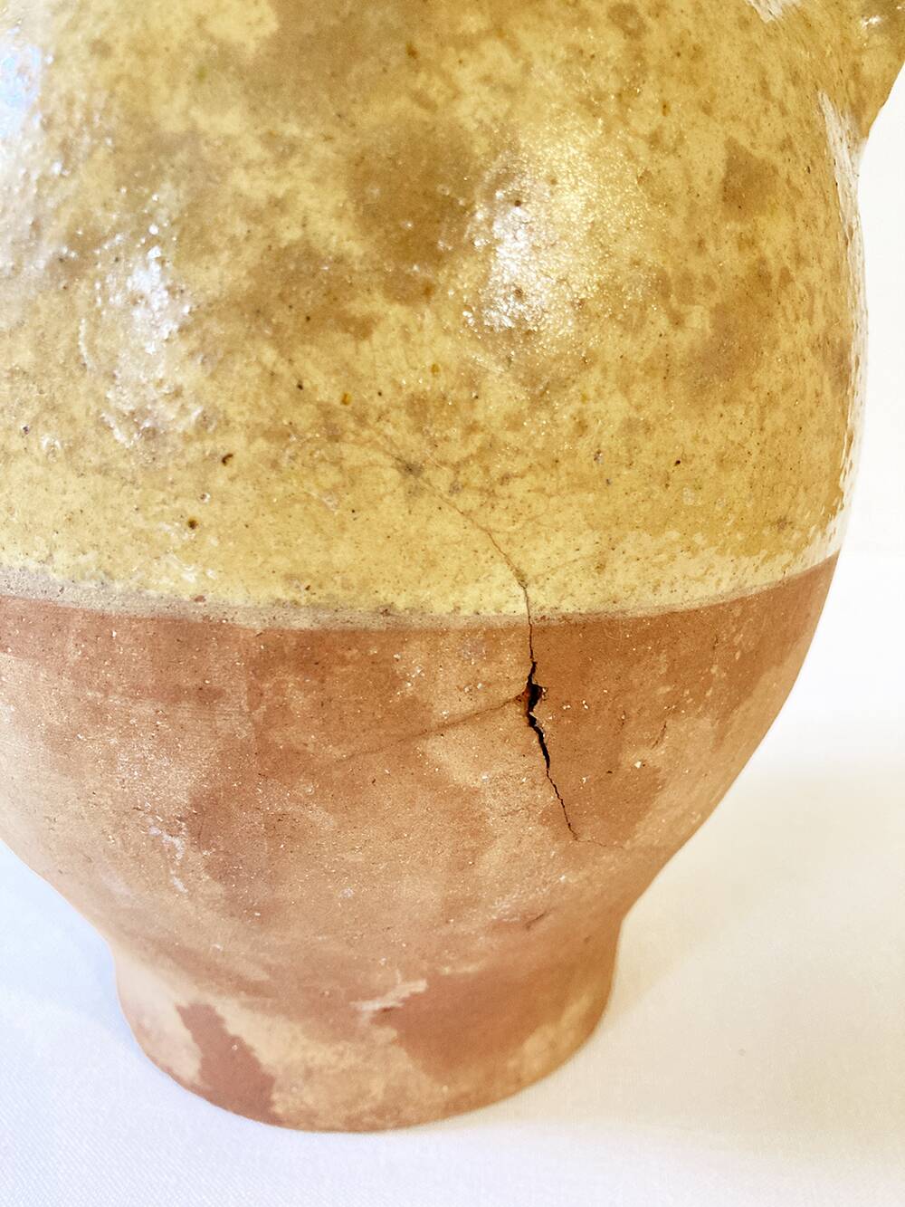 Antique Provençal jug / goat in yellow enamelled stoneware