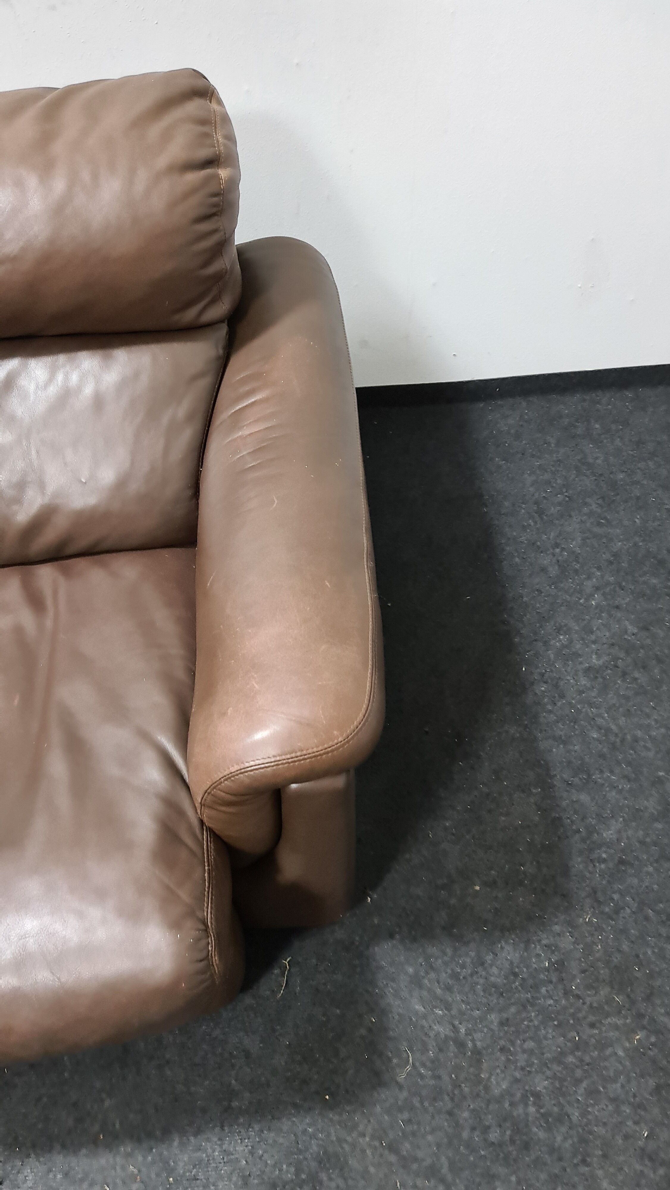 Canapé vintage en cuir brun par Rolf Benz