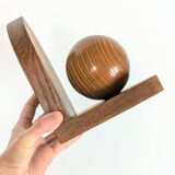 Pair of antique oak wood ball bookends