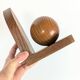 Pair of antique oak wood ball bookends