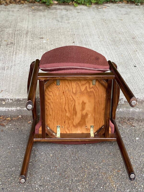 Fauteuil de bureau scandinave noyer courbé et tissu