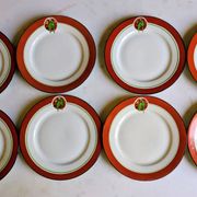 Art Deco dessert plates Henri Delcourt / Boulogne sur Mer / parakeet