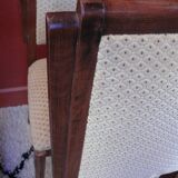 Six Art Deco chairs. Oak and original crushed velvet.