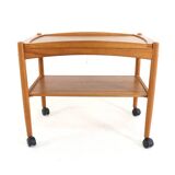 Poul Hundevad danish teak trolley with removable tray mid century modern