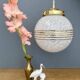 Vintage white Clichy glass globe pendant light