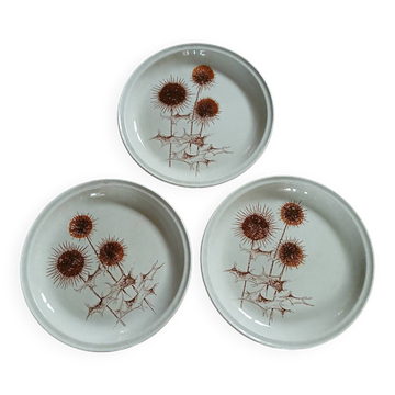 3 old Sarreguemines flat plates