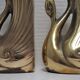 Pair of bookends vintage brass swans