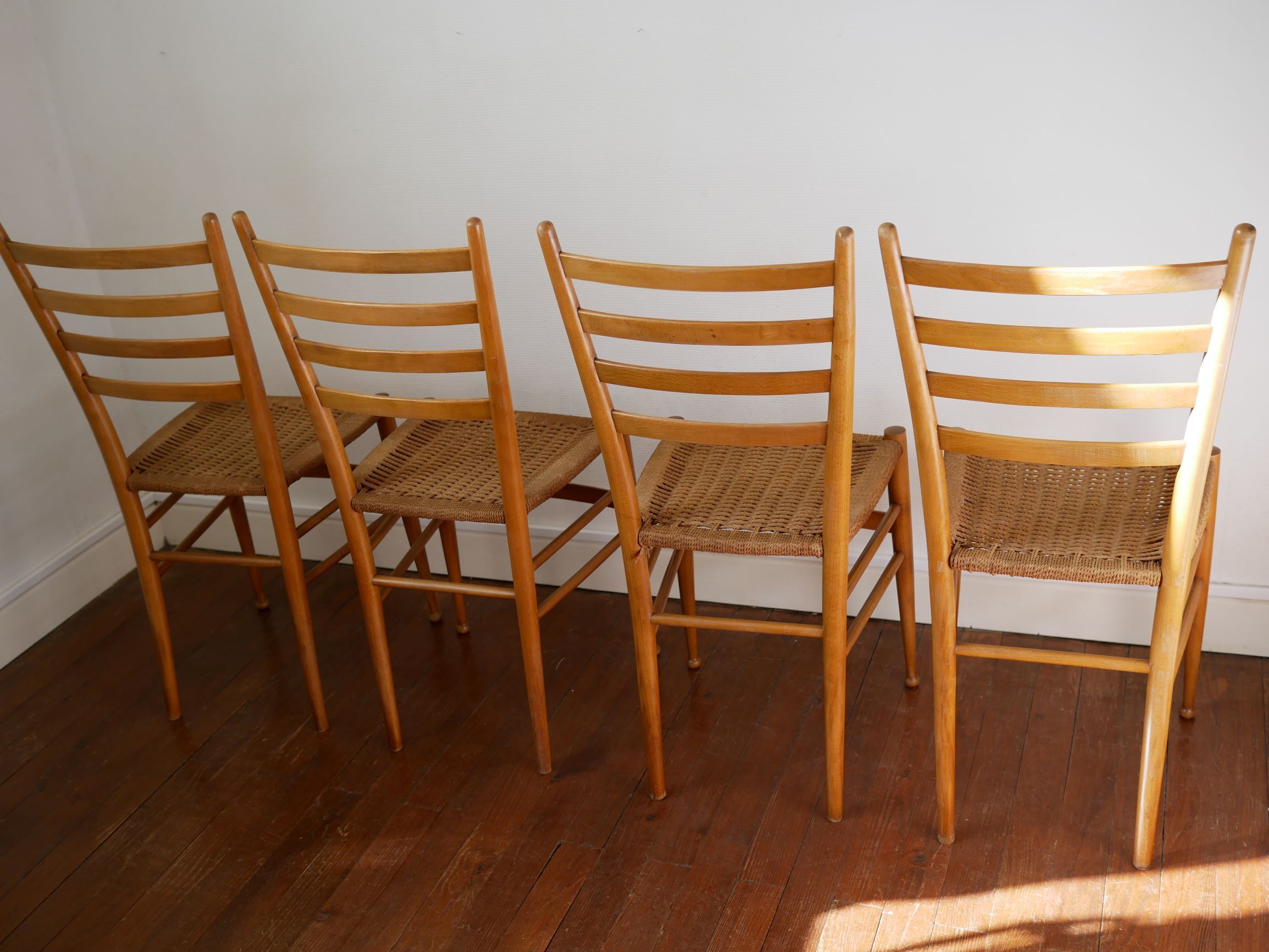 Chairs made of wood and rope
