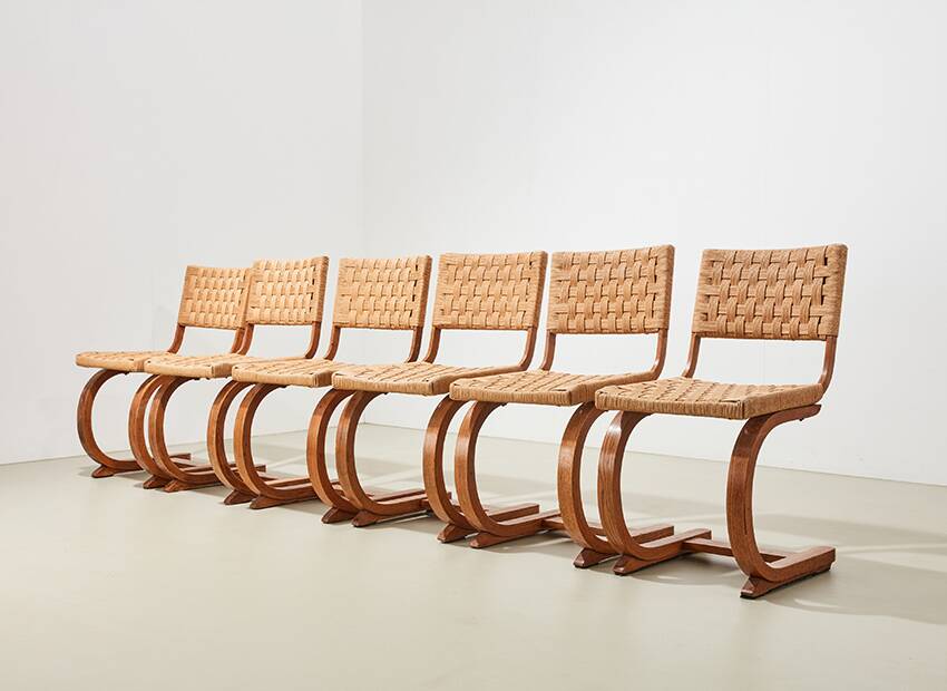 Bas van Pelt Rare Set of 6 Dining Chairs for My Home 1936