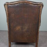 Patinated sheepskin armchair