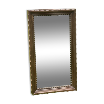 Miroir rustique dit brutaliste, bois naturel sculpté mouluré