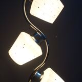 Chrome pendant lamp with 3 white shades 1960s