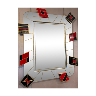 Miroir noir et rouge Martin Studio 133x 115cm