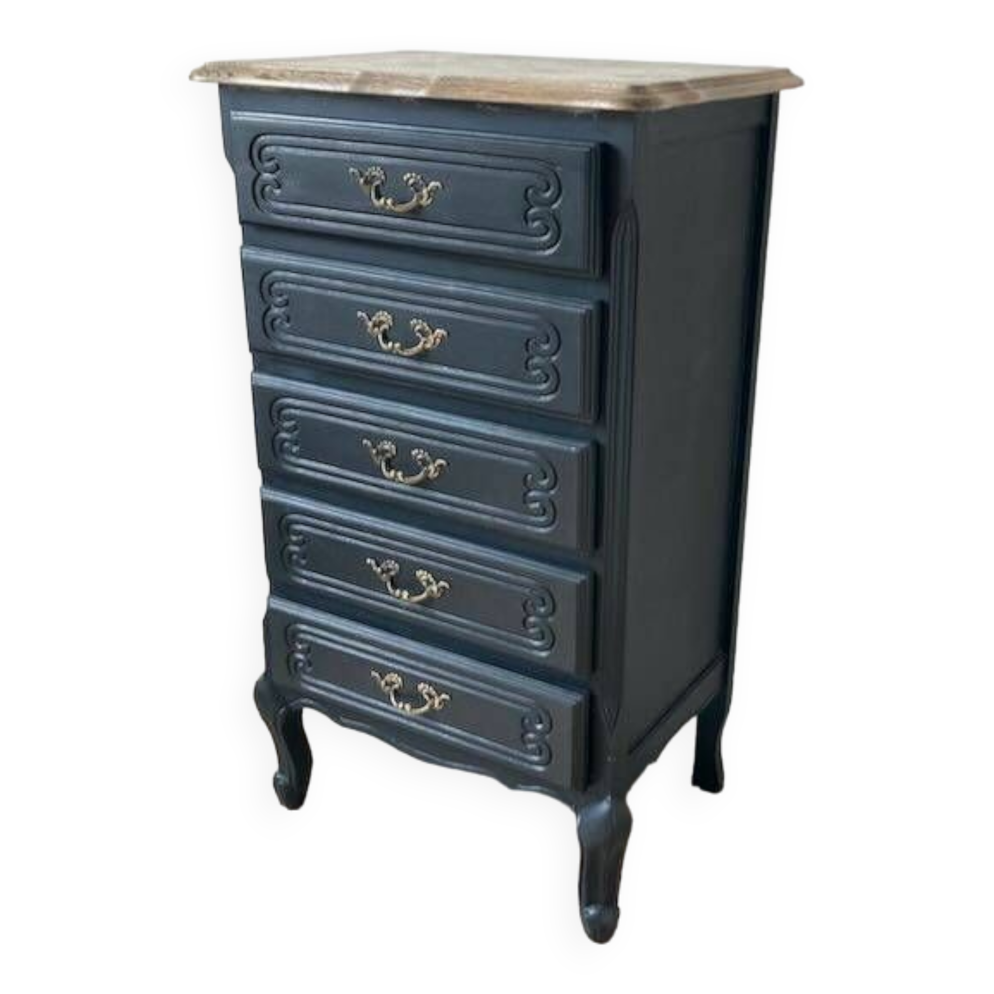 Chiffonnier vintage en bois peint en noir