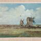 Peinture à l'huile vintage de moulin à vent, signée L.Carlson 1960