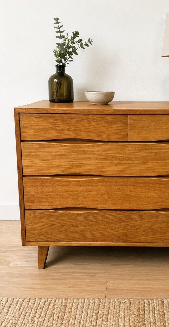 Scandinavian design chest of drawers in light teak – attributed to Arne Vodder – year