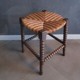 Antique mulched stool, turned feet