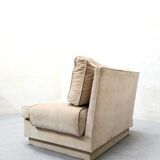 Set of three-seater sofa and velvet armchairs from the 70s