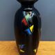 Black glass vase with red, green, blue and yellow details 1960s