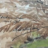 Lyartineau: In the forest of Fontainebleau, watercolor