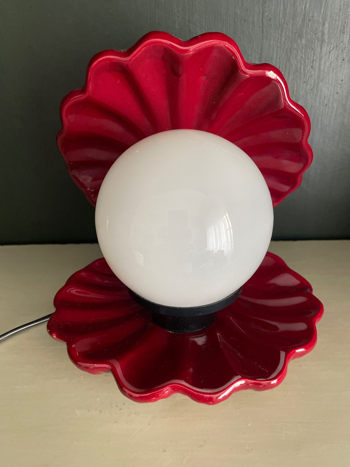Lampe veilleuse coquillage perle vintage