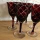 6 red italian cut glass wine glasses