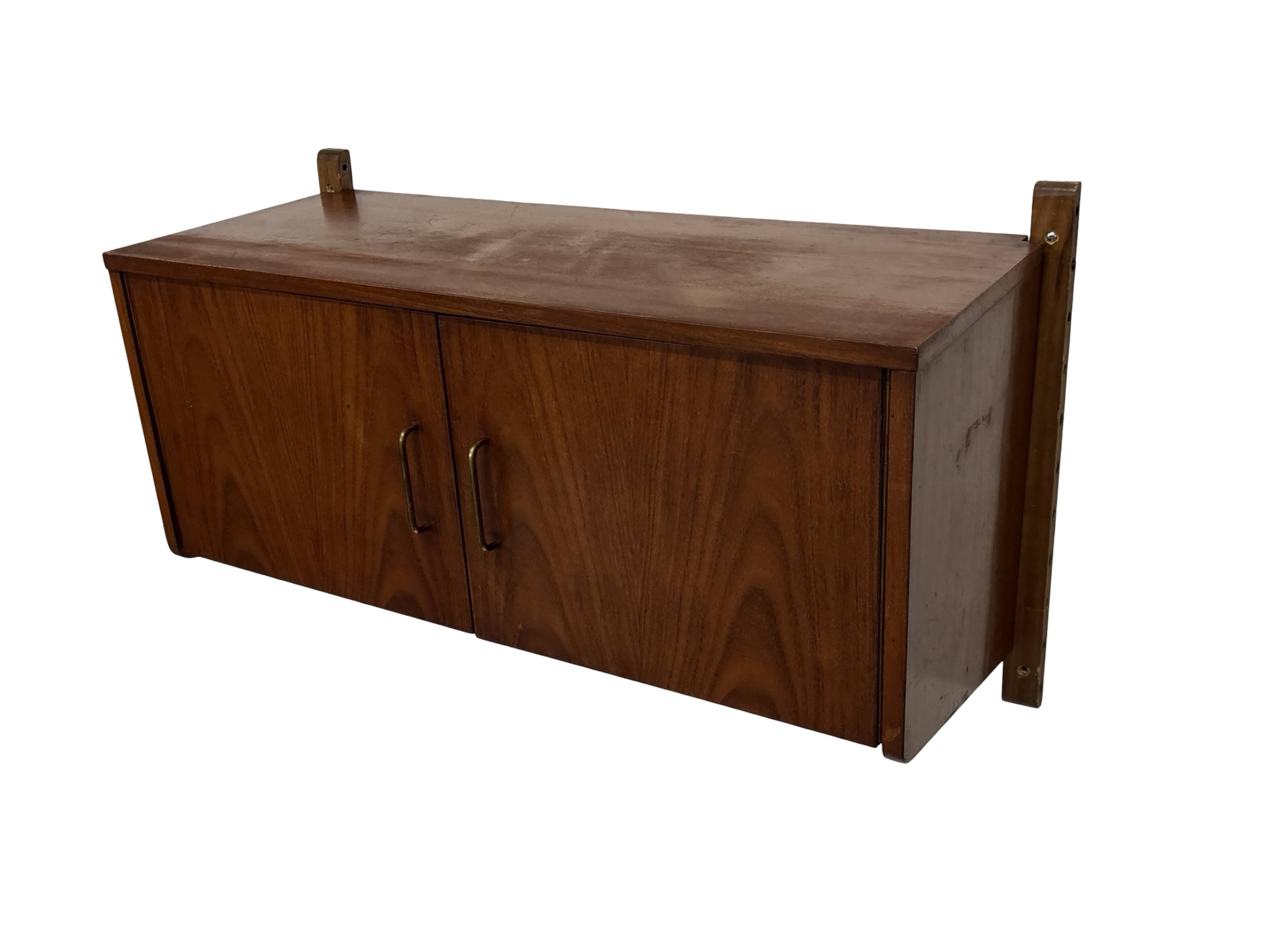 Vintage wall cabinet compact wall system 1960s teak veneer