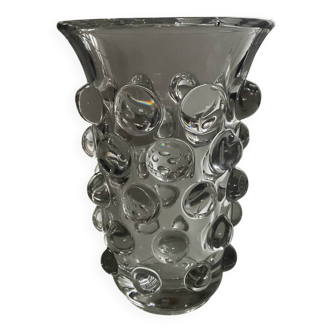 Vase vintage en cristal bullé
