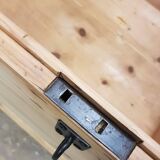 Old curved travel trunk, in pine, stripped 98x60x65